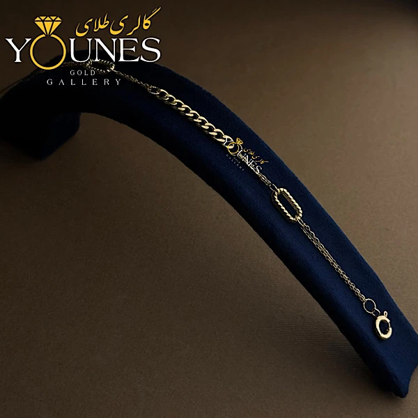 دستبند تمام طلا کارتیر بیضی تراش دار